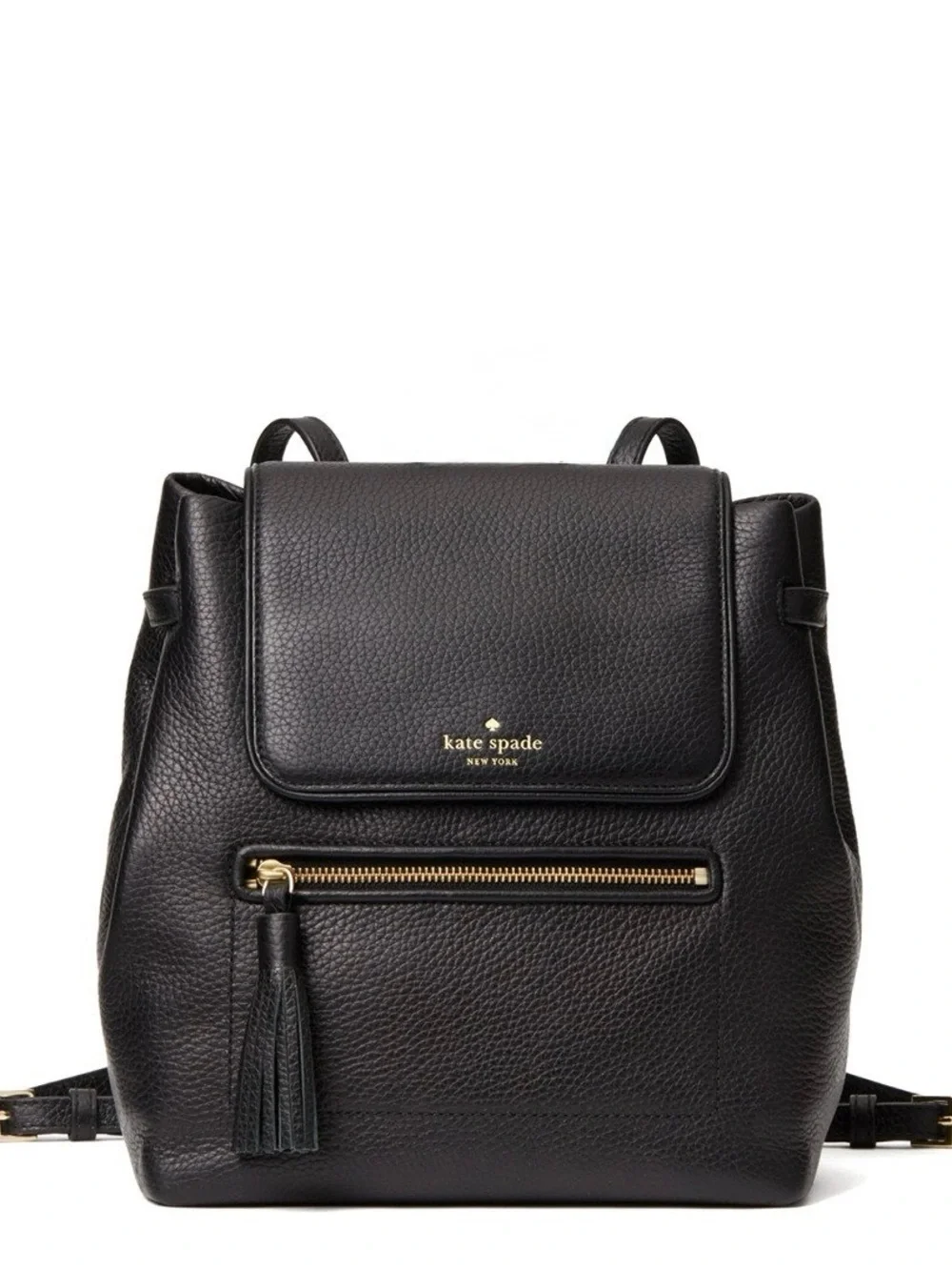 kate spade Black Pebbled Leather Backpack with Gold Hardware
